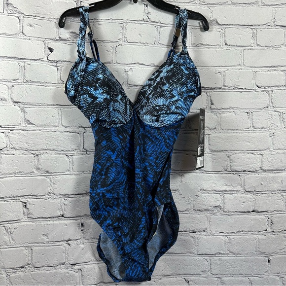 Miraclesuit Other - Miraclesuit Peregrina One Piece Shaping Swimsuit Snakeskin Boa Blues 12 NWT